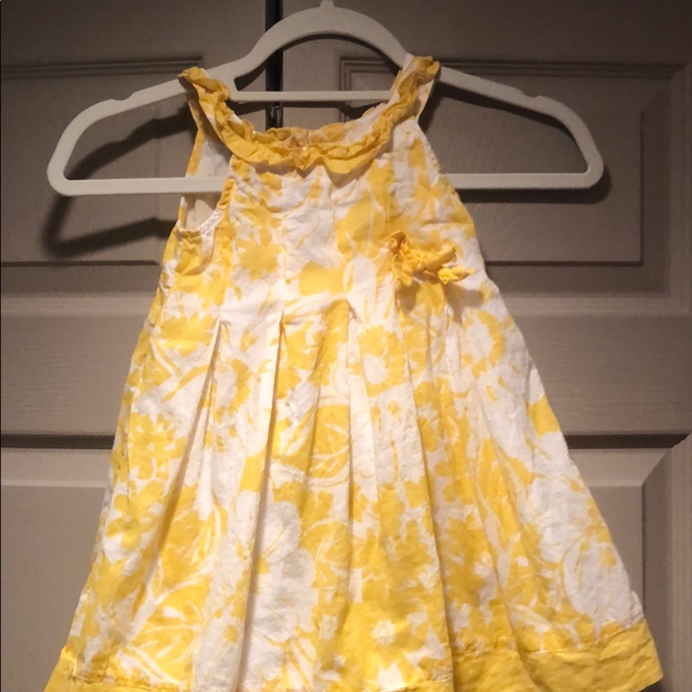 Yellow and White girls dress size 18-24 month